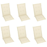 Garden Chairs 6 pcs with Cream Cushions Solid Teak Wood