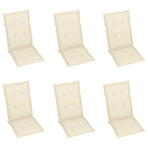 Folding Chairs 6 pcs with Cream Cushions Solid Teak Wood