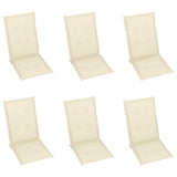 Garden Chairs 6 pcs with Cream Cushions Solid Teak Wood - Rear View
