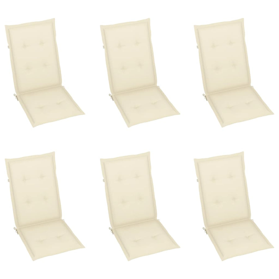Folding Chairs 6 pcs with Cream Cushions Solid Teak Wood