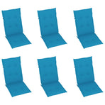 Folding Chairs 6 pcs with Blue Cushions Solid Teak Wood