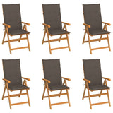 Folding Chairs 6 pcs with Taupe Cushions Solid Teak Wood