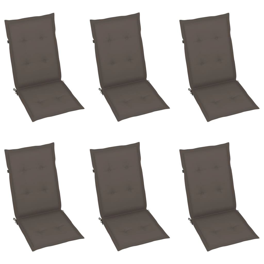 Folding Chairs 6 pcs with Taupe Cushions Solid Teak Wood