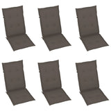 Garden Chairs 6 pcs with Taupe Cushions Solid Teak Wood - Rear View