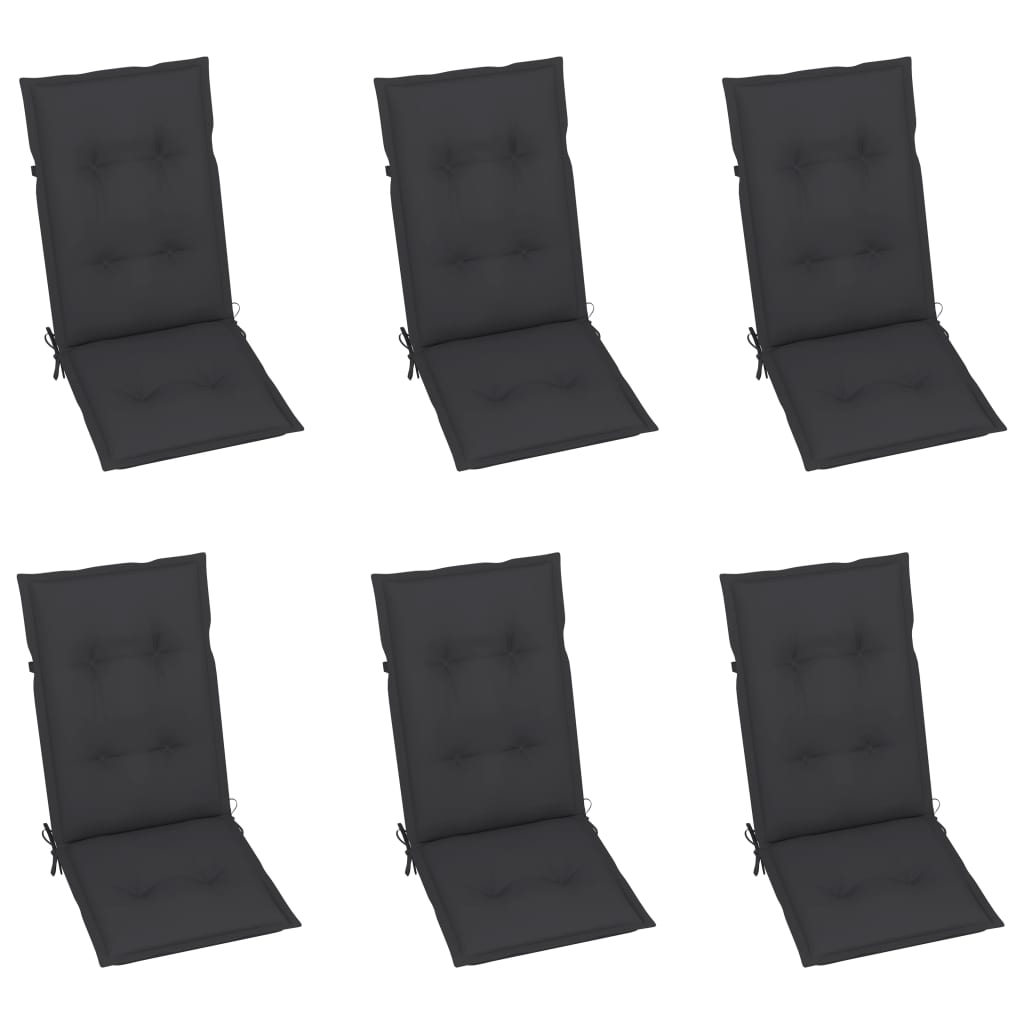 Garden Chairs 6 pcs with Anthracite Cushions Solid Teak Wood