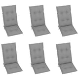 Folding Chairs 6 pcs with Grey Cushions Solid Teak Wood