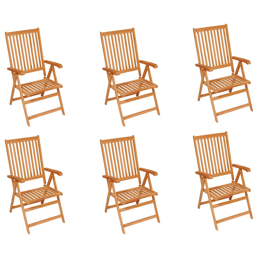 Folding Chairs 6 pcs with Cream Cushions Solid Teak Wood