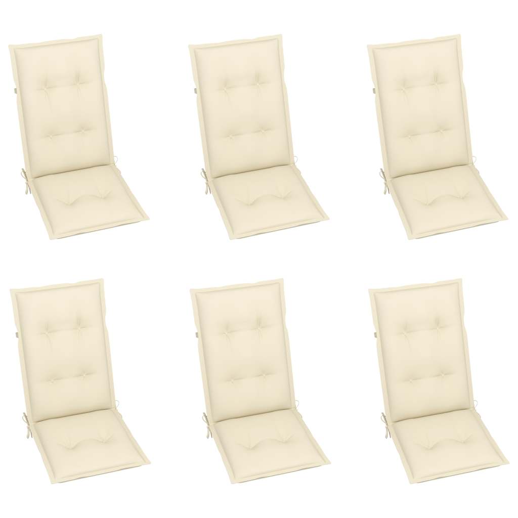 Folding Chairs 6 pcs with Cream Cushions Solid Teak Wood