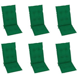 Folding Chairs 6 pcs with Green Cushions Solid Teak Wood