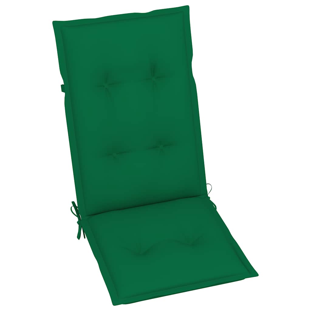 Folding Chairs 6 pcs with Green Cushions Solid Teak Wood