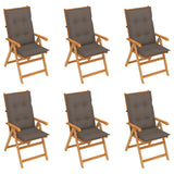 Folding Chairs 6 pcs with Taupe Cushions Solid Teak Wood