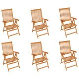 Folding Chairs 6 pcs with Taupe Cushions Solid Teak Wood