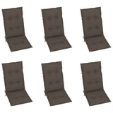 Folding Chairs 6 pcs with Taupe Cushions Solid Teak Wood