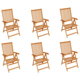 Folding Chairs 6 pcs with Bright Green Cushions Solid Teak Wood - Front View