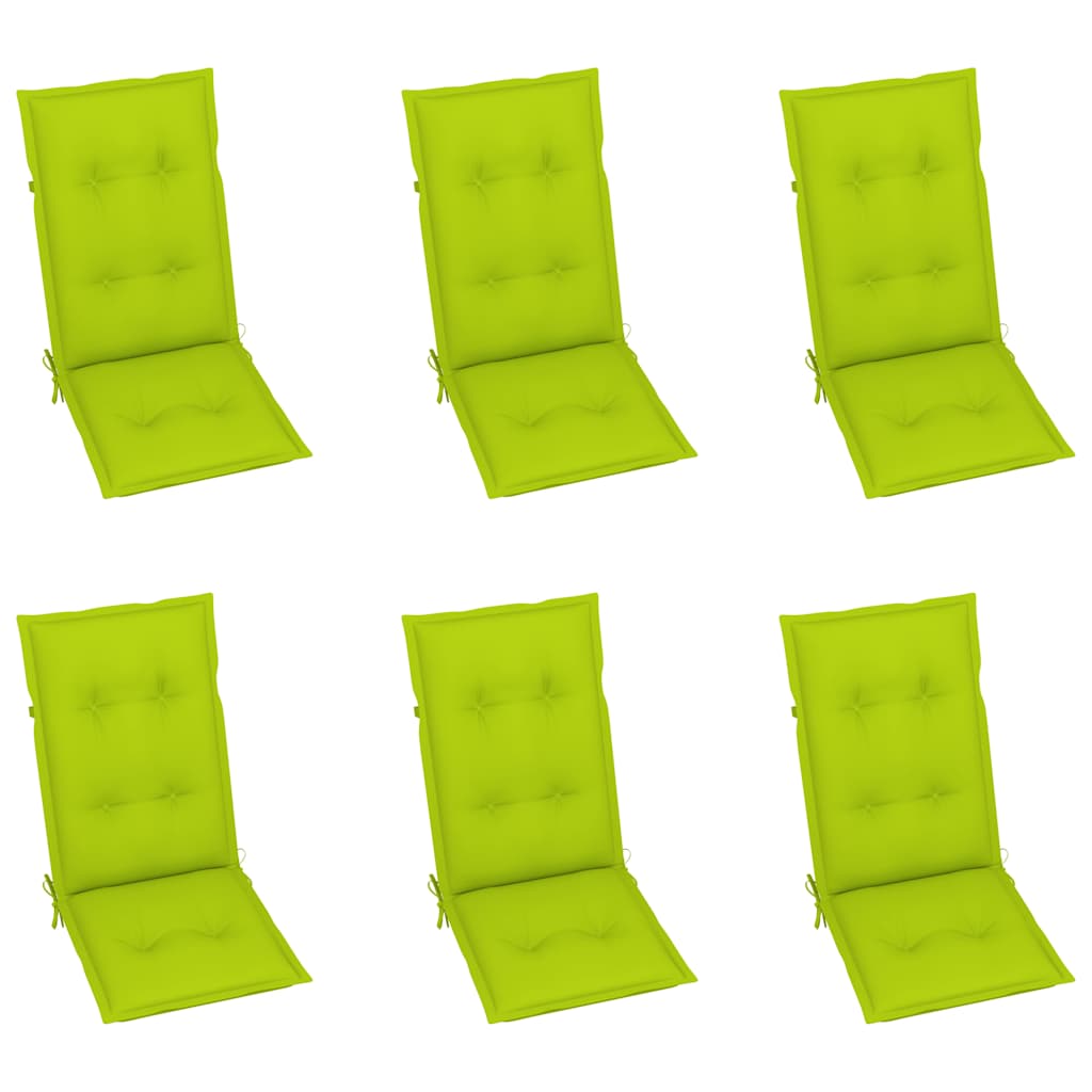 Folding Chairs 6 pcs with Bright Green Cushions Solid Teak Wood
