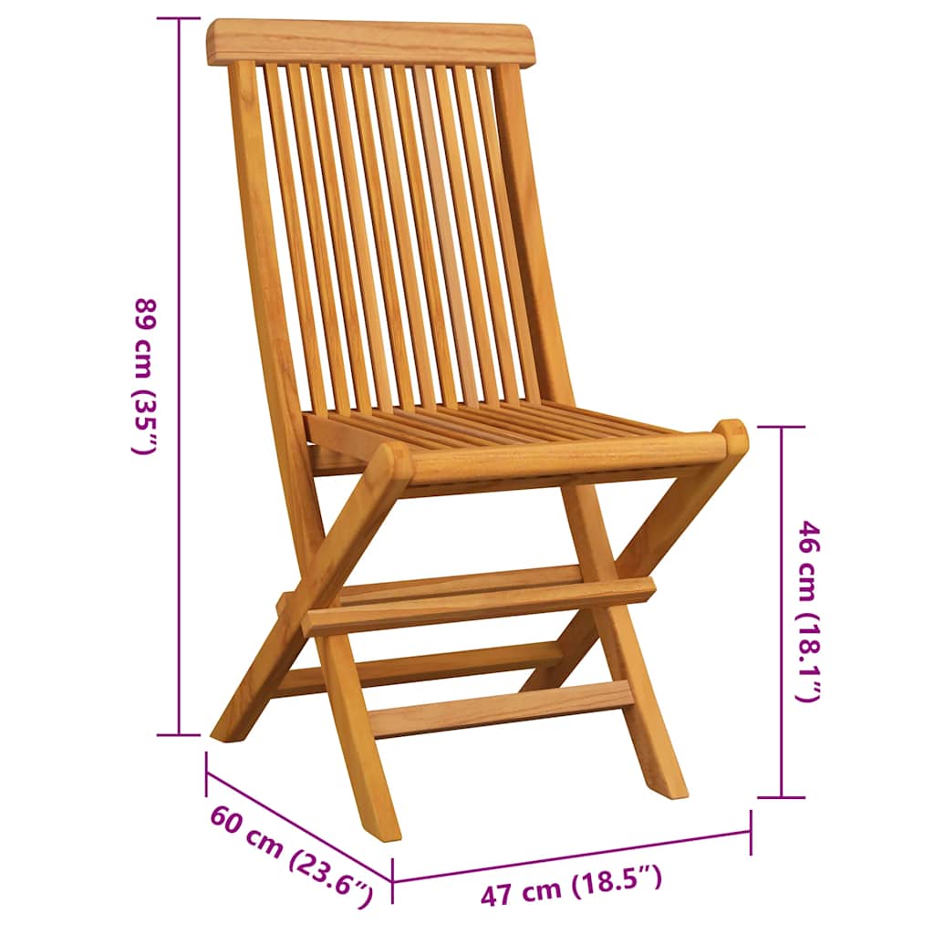 Folding Chairs with Grey Cushions 6 pcs Solid Teak Wood