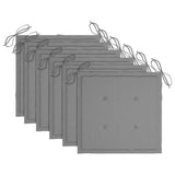 Folding Chairs with Grey Cushions 6 pcs Solid Teak Wood