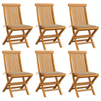 Folding Chairs with Beige Cushions 6 pcs Solid Teak Wood