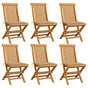 Folding Chairs with Beige Cushions 6 pcs Solid Teak Wood