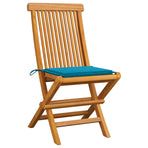 Folding Chairs with Blue Cushions 6 pcs Solid Teak Wood