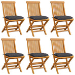Folding Chairs with Anthracite Cushions 6 pcs Solid Teak Wood