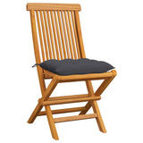 Garden Chairs with Anthracite Cushions 6 pcs Solid Teak Wood - Front View