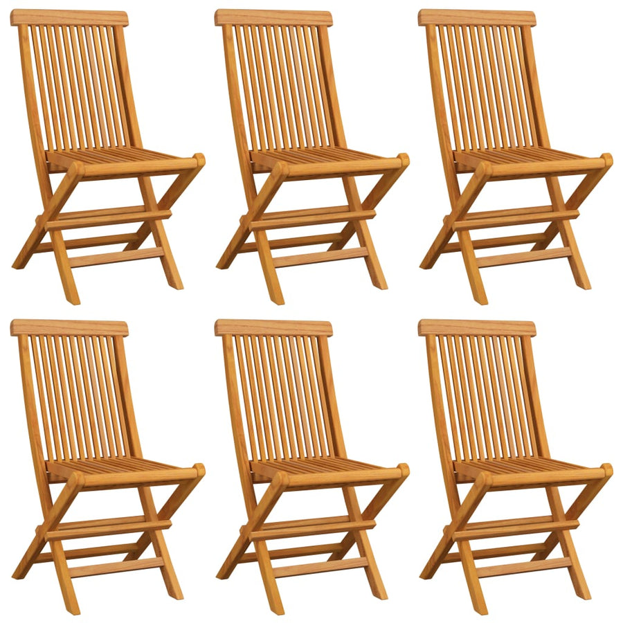 Folding Chairs with Anthracite Cushions 6 pcs Solid Teak Wood