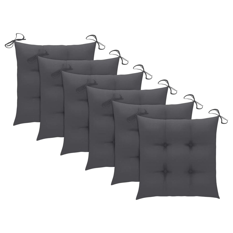 Folding Chairs with Anthracite Cushions 6 pcs Solid Teak Wood