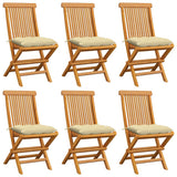 Garden Chairs with Cream White Cushions 6 pcs Solid Teak Wood