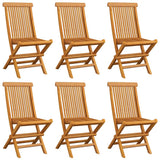 Garden Chairs with Cream White Cushions 6 pcs Solid Teak Wood