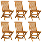 Folding Chairs with Cream White Cushions 6 pcs Solid Teak Wood