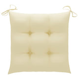 Garden Chairs with Cream White Cushions 6 pcs Solid Teak Wood - Low Angle