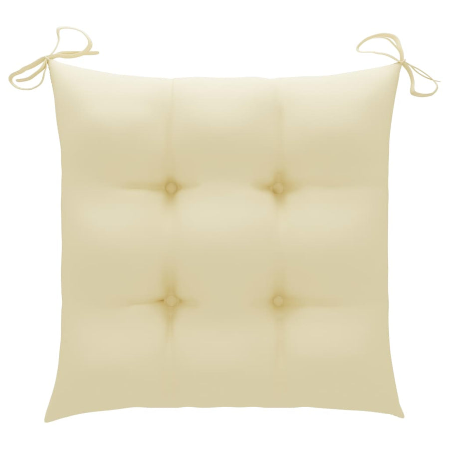 Folding Chairs with Cream White Cushions 6 pcs Solid Teak Wood