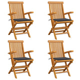 Garden Chairs with Anthracite Cushions 4 pcs Solid Teak Wood