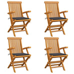 Folding Chairs with Anthracite Cushions 4 pcs Solid Teak Wood