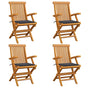 Folding Chairs with Anthracite Cushions 4 pcs Solid Teak Wood