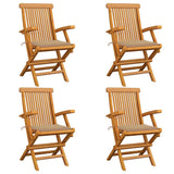 Garden Chairs with Beige Cushions 4 pcs Solid Teak Wood