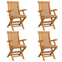 Folding Chairs with Beige Cushions 4 pcs Solid Teak Wood