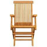 Folding Chairs with Blue Cushions 4 pcs Solid Teak Wood
