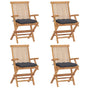 Folding Chairs with Anthracite Cushions 4 pcs Solid Teak Wood