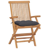 Garden Chairs with Anthracite Cushions 4 pcs Solid Teak Wood