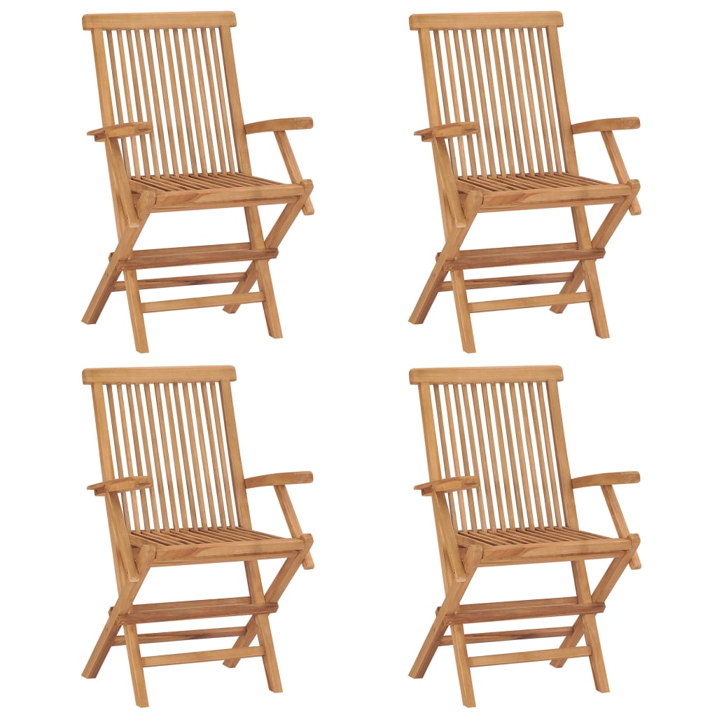 Garden Chairs with Anthracite Cushions 4 pcs Solid Teak Wood