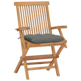 Garden Chairs with Grey Cushions 4 pcs Solid Teak Wood
