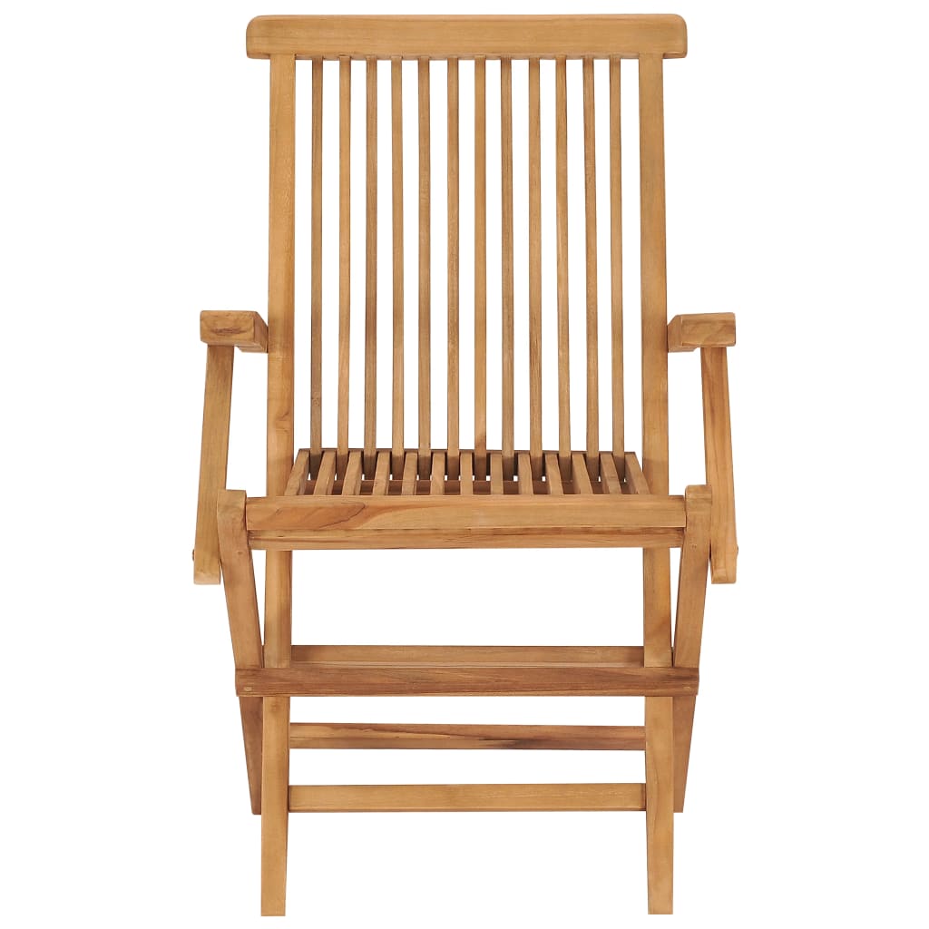 Garden Chairs with Grey Cushions 4 pcs Solid Teak Wood