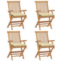 Folding Chairs with Cream White Cushions 4 pcs Solid Teak Wood