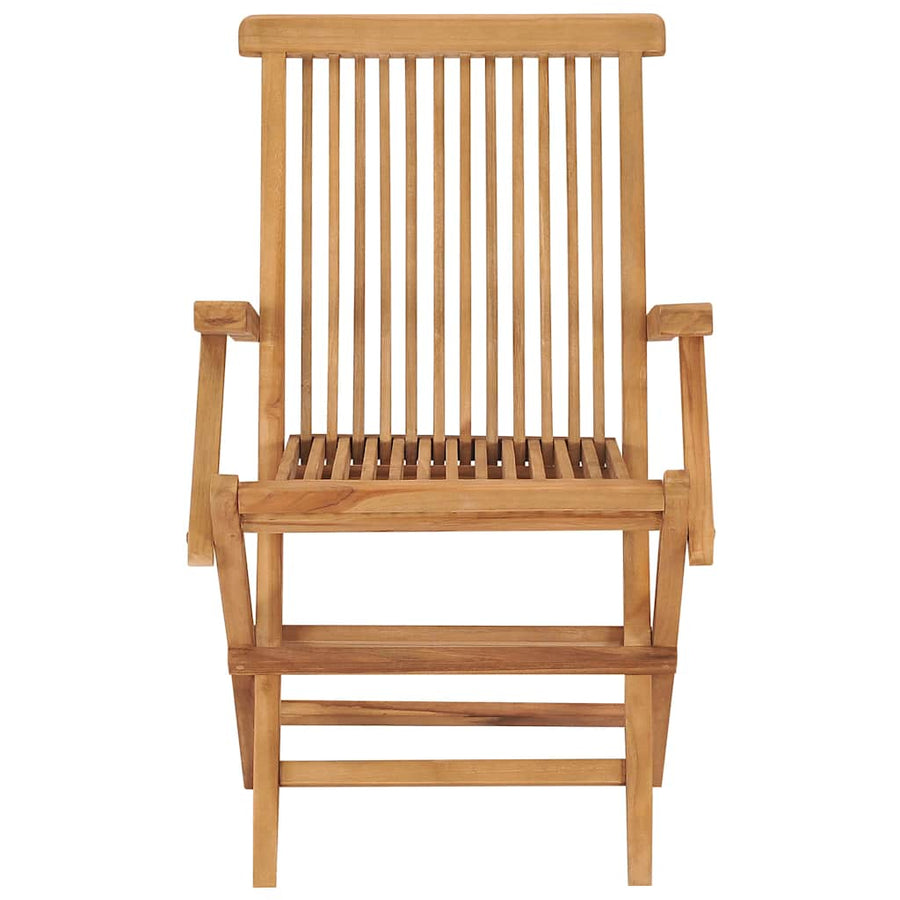Folding Chairs with Cream White Cushions 4 pcs Solid Teak Wood