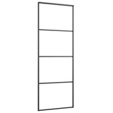 Sliding Door Aluminium and ESG Glass 76x205 cm Black - Side View