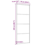Sliding Door Aluminium and ESG Glass 76x205 cm Black - 45-Degree Angle
