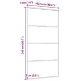Sliding Door Aluminium and ESG Glass 102.5x205 cm Black - 45-Degree Angle
