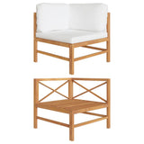 Corner Sofa with Cream Cushions Solid Teak Wood